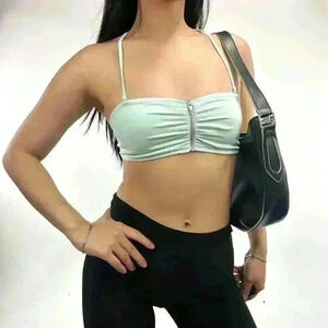 Zip  up Bandeau bra - removable straps